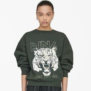 Anine Bing Tiger Sweatshirt in Forest Green